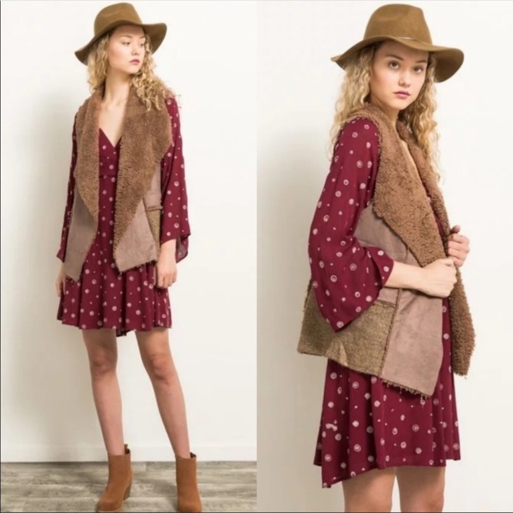 Vegan suede/shearling vest - Picture 1 of 5